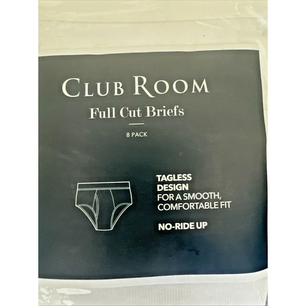 Club Room Men's 8 pack Full Cut Briefs Tagless Design Comfortable Underwear L